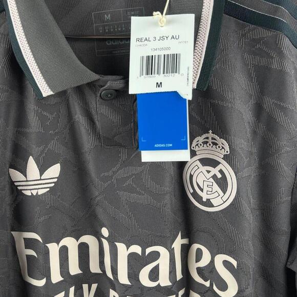 Real Madrid 2025 Adidas Third Authentic Jersey Charcoal Men’s M | Fly Emirates - Picture 7 of 8